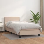 Κρεβάτι Boxspring με Στρώμα Καπουτσίνο 100x200εκ.από Συνθ.Δέρμα Καφέ 3140992