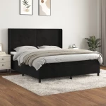 Κρεβάτι Boxspring με Στρώμα Μαύρο 160x200 εκ. Βελούδινο Μαύρο 3132569