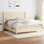 Κρεβάτι Boxspring με Στρώμα Κρεμ 160x200 εκ. Υφασμάτινο Κρεμ 3132326