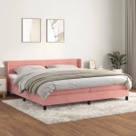 Κρεβάτι Boxspring με Στρώμα Ροζ 200x200 εκ. Βελούδινο Ροζ 3131044