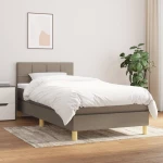 Κρεβάτι Boxspring με Στρώμα Taupe 100 x 200 εκ. Υφασμάτινο μπεζ-γκρι 3140597