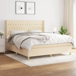 Κρεβάτι Boxspring με Στρώμα Κρεμ 180x200 εκ. Υφασμάτινο Κρεμ 3132254