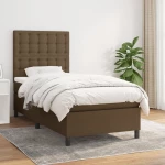 Κρεβάτι Boxspring με Στρώμα Σκούρο Καφέ 90x190 εκ. Υφασμάτινο Καφέ 3142060