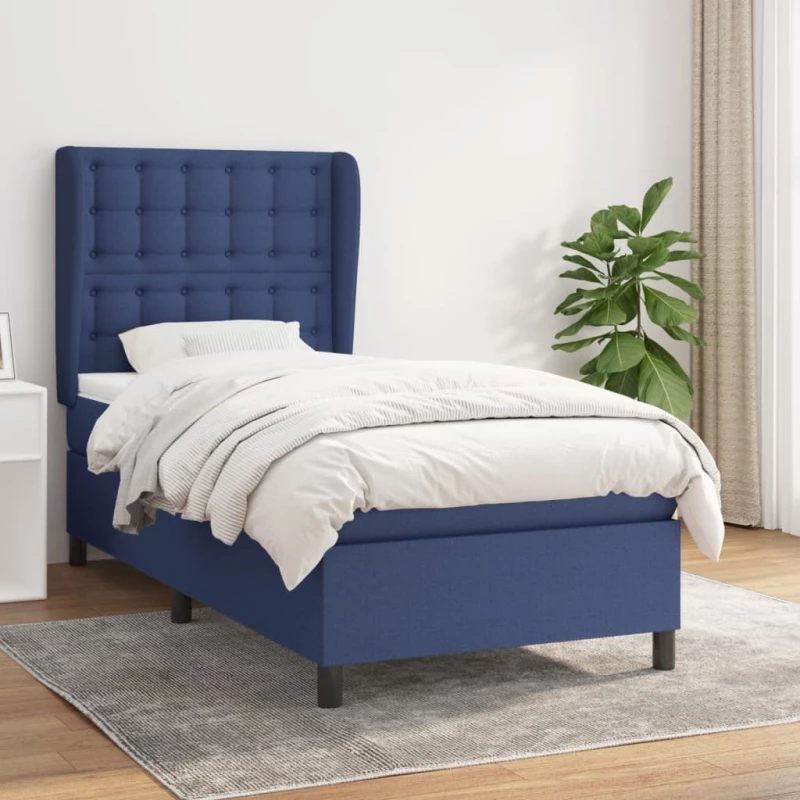 Κρεβάτι Boxspring με Στρώμα Μπλε 80x200 εκ. Υφασμάτινο Μπλε 3128243