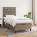 Κρεβάτι Boxspring με Στρώμα Taupe 90x190 εκ.Υφασμάτινο μπεζ-γκρι 3141981