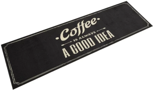 Χαλί Κουζίνας Πλενόμενο Επιγραφή Coffee 45x150 εκ. Βελούδο Μαύρο 4005596