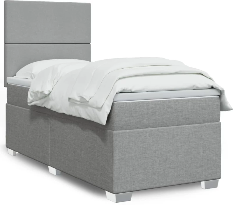 Κρεβάτι Boxspring με Στρώμα Ανοιχτό Γκρι 100x200 εκ. Υφασμάτινο Γκρι 3292692