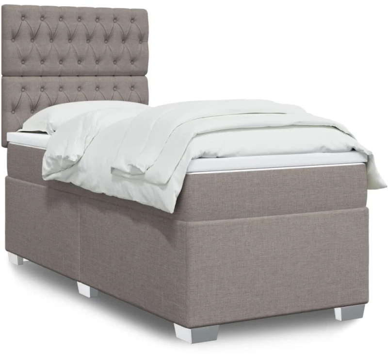 Κρεβάτι Boxspring με Στρώμα Taupe 90x190 εκ.Υφασμάτινο μπεζ-γκρι 3292654
