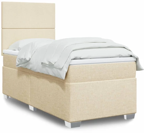 Κρεβάτι Boxspring με Στρώμα Κρεμ 80 x 200 εκ. Υφασμάτινο Κρεμ 3292613