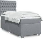 Κρεβάτι Boxspring με Στρώμα Ανοιχτό Γκρι 90x190 εκ. Υφασμάτινο Γκρι 3290350