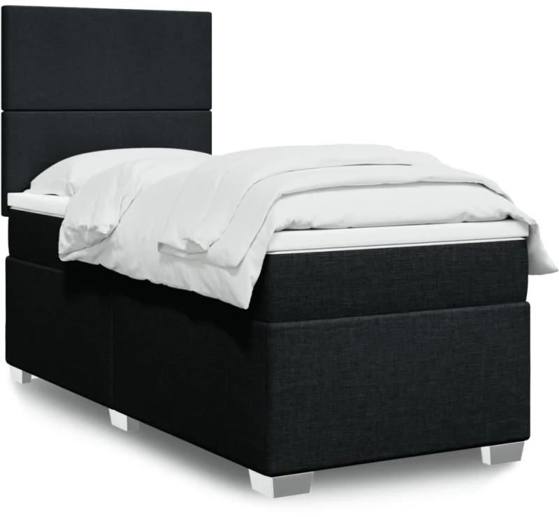 Κρεβάτι Boxspring με Στρώμα Μαύρο 90x190 εκ.Υφασμάτινο Μαύρο 3290338