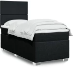 Κρεβάτι Boxspring με Στρώμα Μαύρο 90x190 εκ.Υφασμάτινο Μαύρο 3290338
