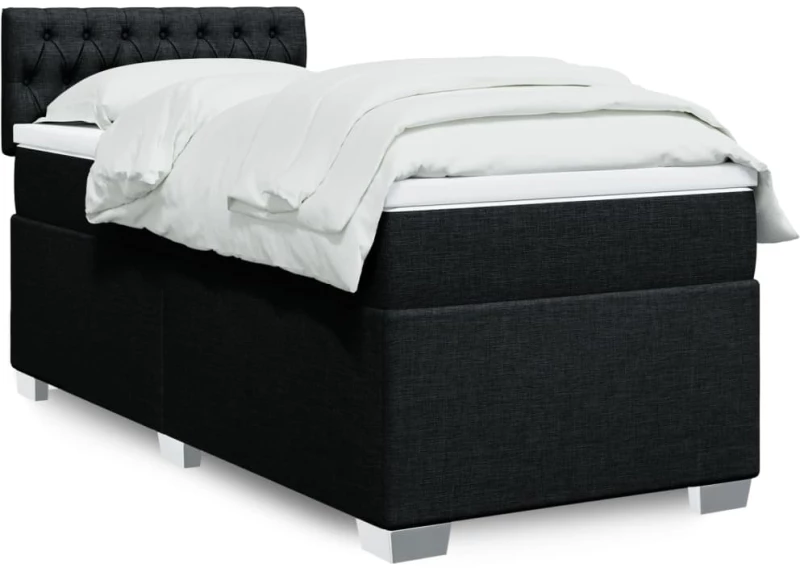 Κρεβάτι Boxspring με Στρώμα Μαύρο 90x190 εκ.Υφασμάτινο Μαύρο 3288052