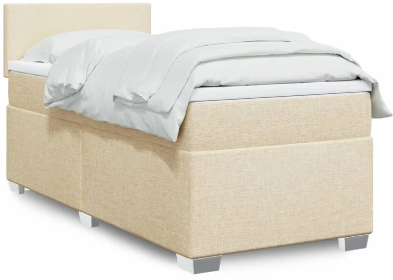Κρεβάτι Boxspring με Στρώμα Κρεμ 80 x 200 εκ. Υφασμάτινο Κρεμ 3288013