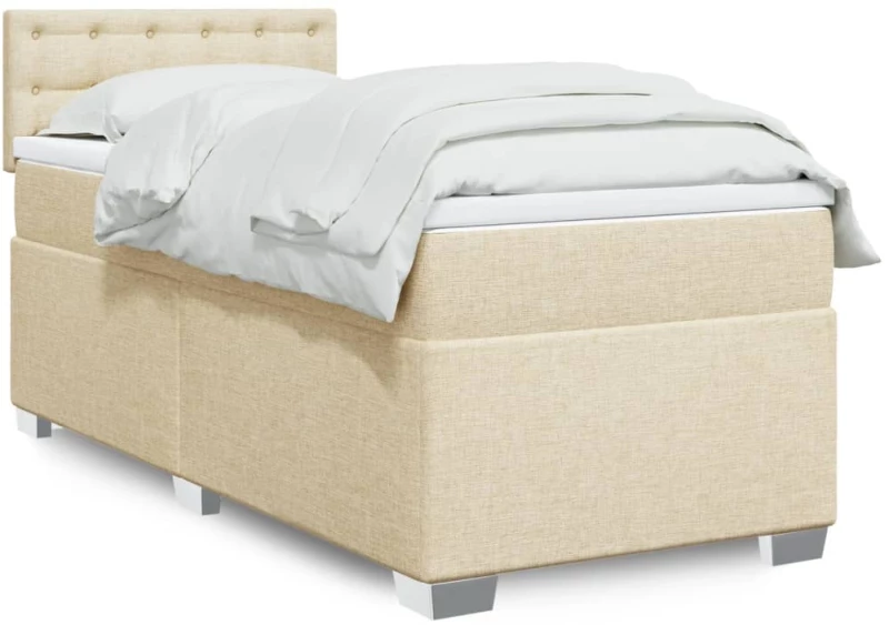 Κρεβάτι Boxspring με Στρώμα Κρεμ 90x190 εκ.Υφασμάτινο Κρεμ 3285762
