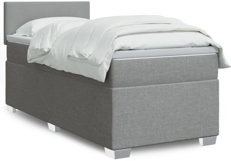 Κρεβάτι Boxspring με Στρώμα Ανοιχτό Γκρι 80x200 εκ. Υφασμάτινο Γκρι 3285708