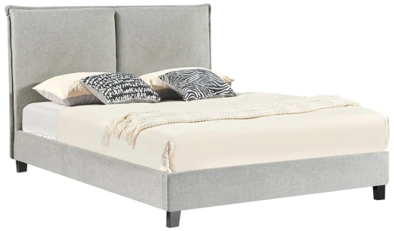 Κρεβάτι διπλό Majus pakoworld βελούδο ανθρακί-beige 160x200εκ