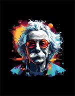 Albert Einstein W T-shirt - BLACK