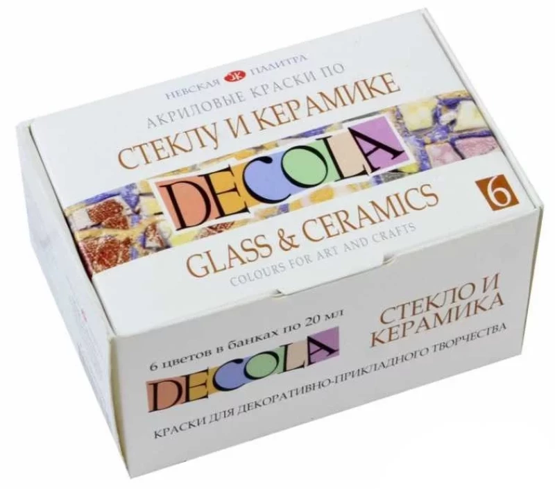 Χρώματα για γυαλί και πορσελάνη DECOLA σετ 6x20ml