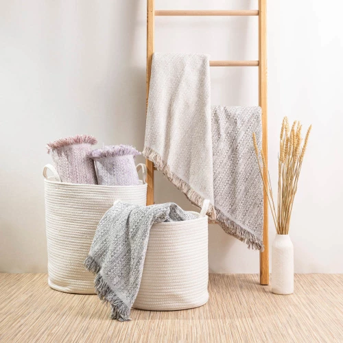 Ριχτάρι Μονοθέσιο (180x180) Boho Ροζέ βαμβακερό Borea