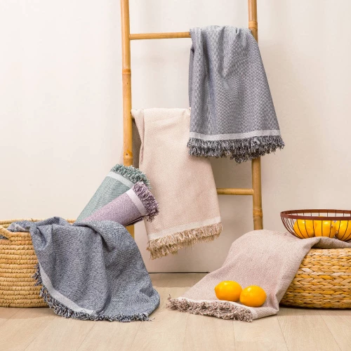 Ριχτάρι Τριθέσιο (180x280) Basic Μπλε βαμβακερό Borea