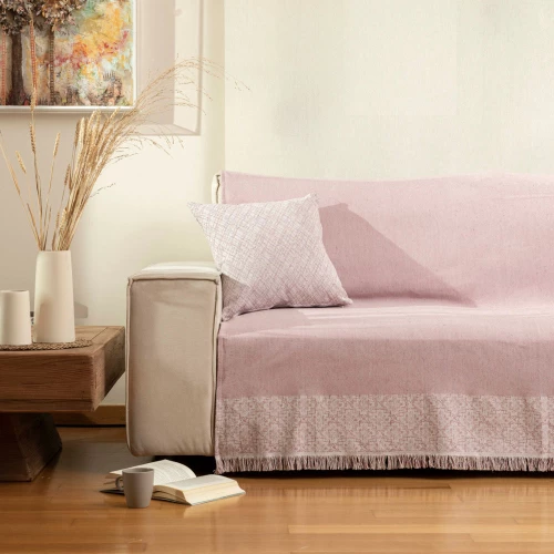 Ριχτάρι Τετραθέσιο (180x350) Iris Ροζέ βαμβακερό Borea