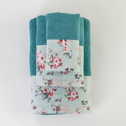 Πετσέτες Σετ 3τμχ Αγριολούλουδο Πετρόλ Borea