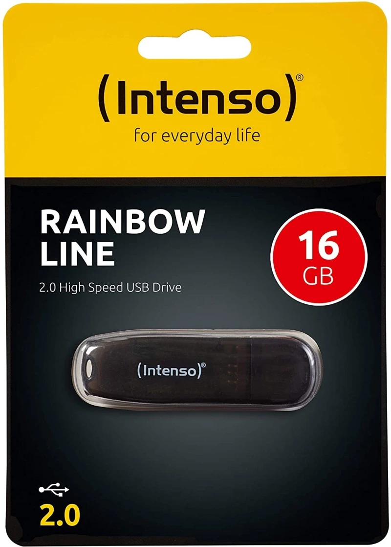Intenso 16GB Rainbow USB 2.0 Flash Drive - Black