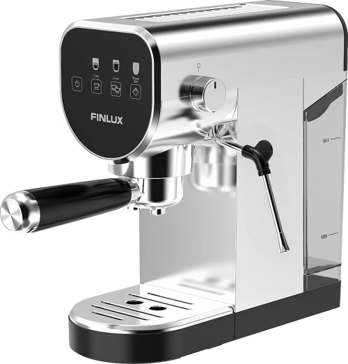 Finlux FEM-1855 Μηχανή Espresso 1360W Πίεσης 20bar, Inox/Μαύρο