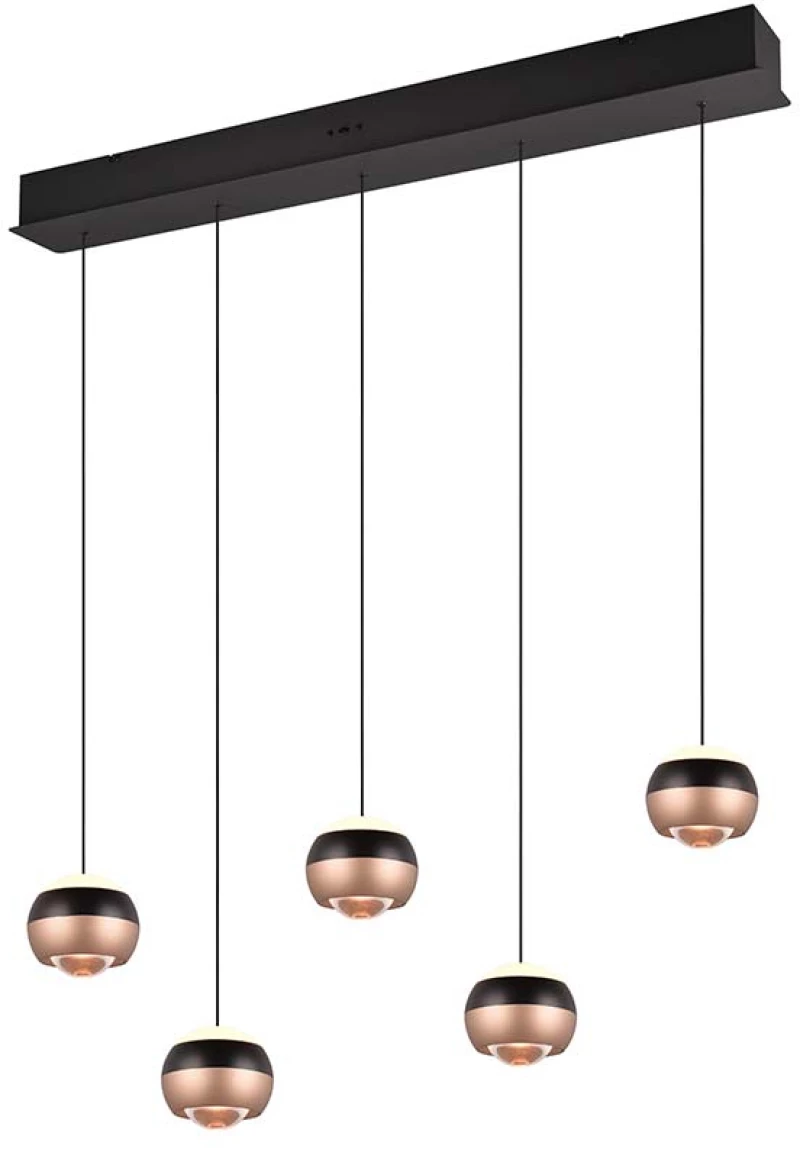 Φωτιστικό Κρεμαστό Ράγα Trio Lighting Orbit 344410532 Μαύρο Ματ - Καφέ