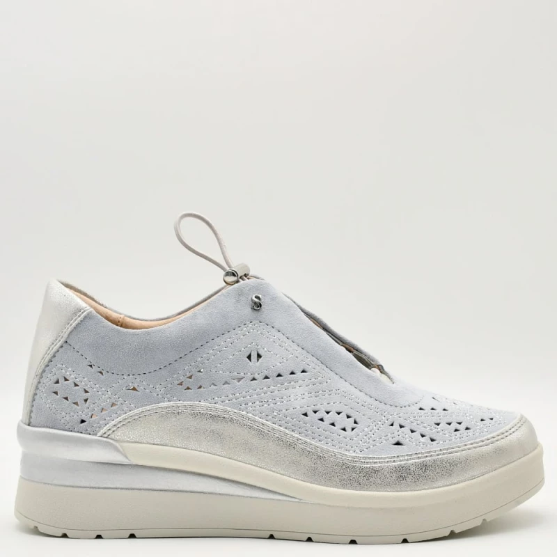 Sneakers Γυναικεία Cream 21 σε δέρμα γαλάζιο σουέτ