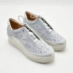Sneakers Γυναικεία Cream 21 σε δέρμα γαλάζιο σουέτ