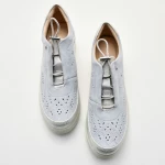 Sneakers Γυναικεία Cream 21 σε δέρμα γαλάζιο σουέτ