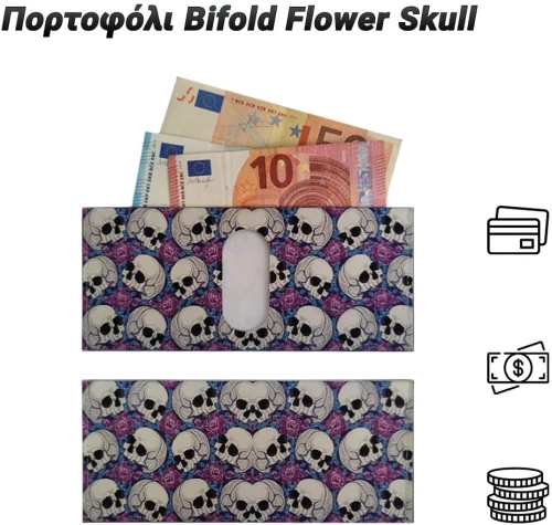 Πορτοφόλι Bifold Flower Skull