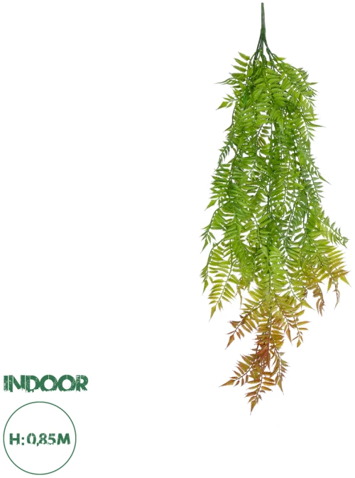 GloboStar® Artificial Garden HANGING FERN 20854 Τεχνητό Διακοσμητικό Κρεμαστό Φυτό Φτέρη Μ30 x Π14 x Υ85cm