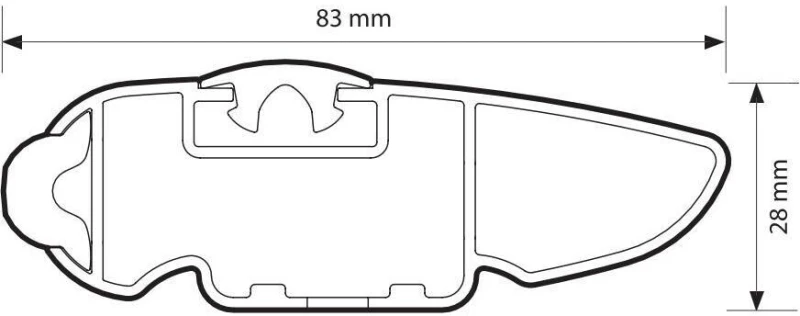 ΜΠΑΡΑ ΟΡΟΦΗΣ  ΑΛΟΥΜΙΝΙΟΥ 109cm ΑΣΗΜΙ SILENZIO CX ORIGINE SYSTEM ( STANDARD / FLUSH RAILING) NORDRIVE - 1 ΤΕΜ.