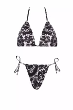Gigi Bikinis - Μαγιό Σετ Μπικίνι Τριγωνάκι Floral 3533222 Λευκό/Μαύρο