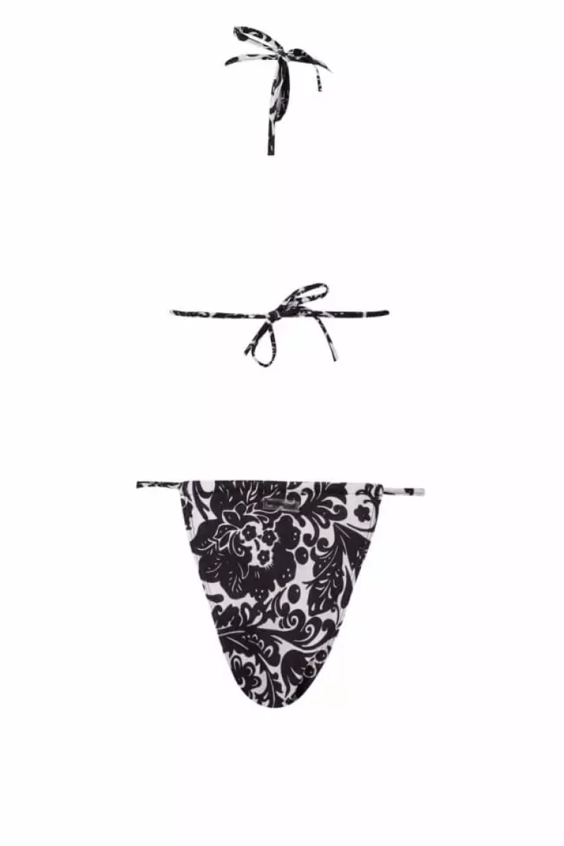 Gigi Bikinis - Μαγιό Σετ Μπικίνι Τριγωνάκι Floral 3533222 Λευκό/Μαύρο