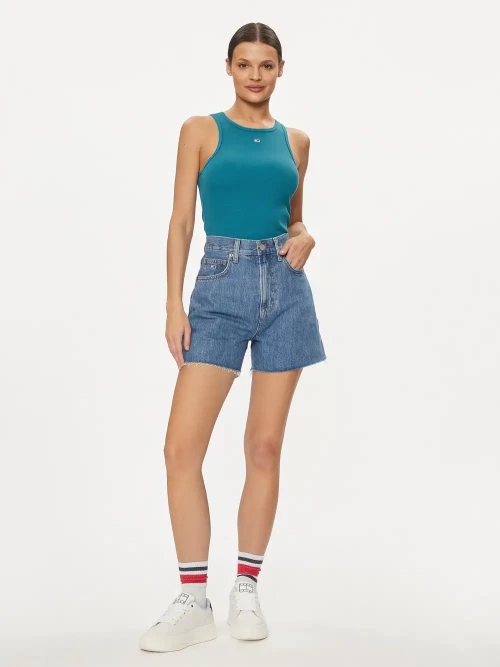Tommy Hilfiger - Γυναικείο Τζιν Σορτς Uh Mom Fit DW0DW17646-1A5 Μπλε