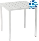 Τετράγωνο τραπέζι αλουμινίου με λευκό pollywood 68x68x72 εκ