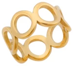 Δαχτυλίδι Senza Steel Gold Plated, φαρδύ με κύκλους