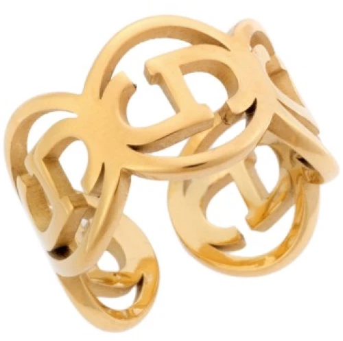Δαχτυλίδι Senza Gold Plated Steel, φαρδύ με σχέδιο