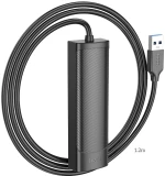Hub USB Hoco HB42 Easy Safety 4-in-1 USB σε 3xUSB 3.0 5Gbps και RJ45 1000Mbps 1.2m Μαύρο