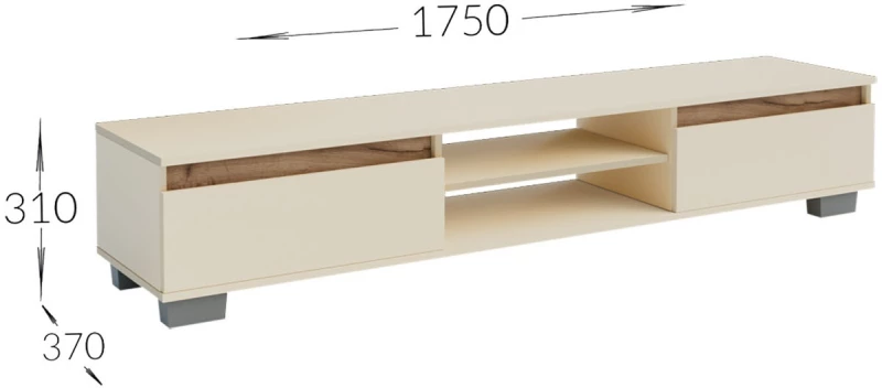 Σύνθεση τηλεόρασης Lilu Μπεζ-Σκούρο Δρυς 175x37x131cm