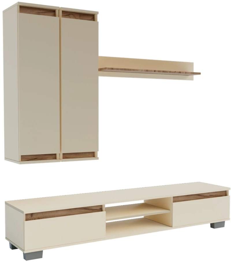 Σύνθεση τηλεόρασης Lilu Μπεζ-Σκούρο Δρυς 175x37x131cm