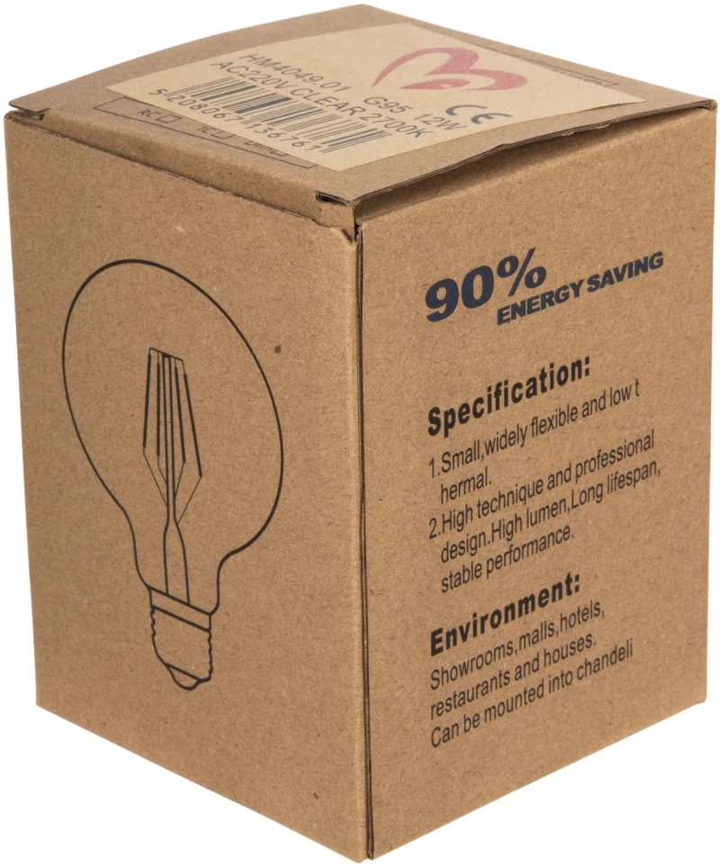 ΛΑΜΠΤΗΡΑΣ GLOBO LED FILAMENT 12W E27 3000K ΔΙΑΦΑΝΟΣ HM4049.01 (1 Τεμμάχια)