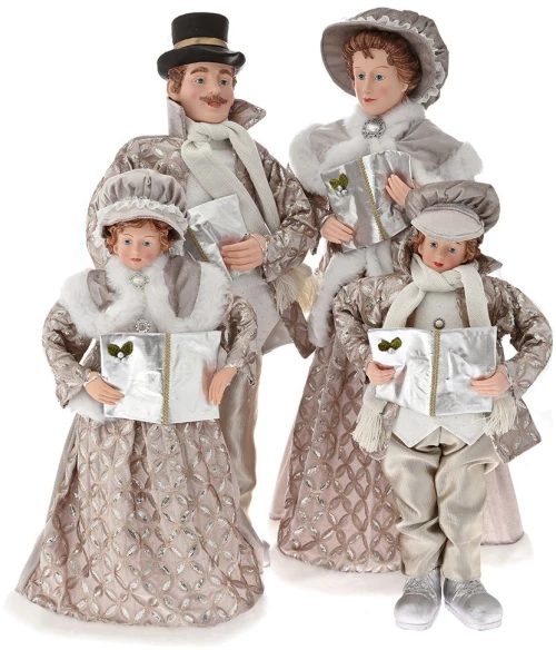 Χριστουγεννιάτικες φιγούρες οικογένειας με κάλαντα σαμπανί απόχρωσης σετ των τεσσάρων τεμαχίων 95 εκ