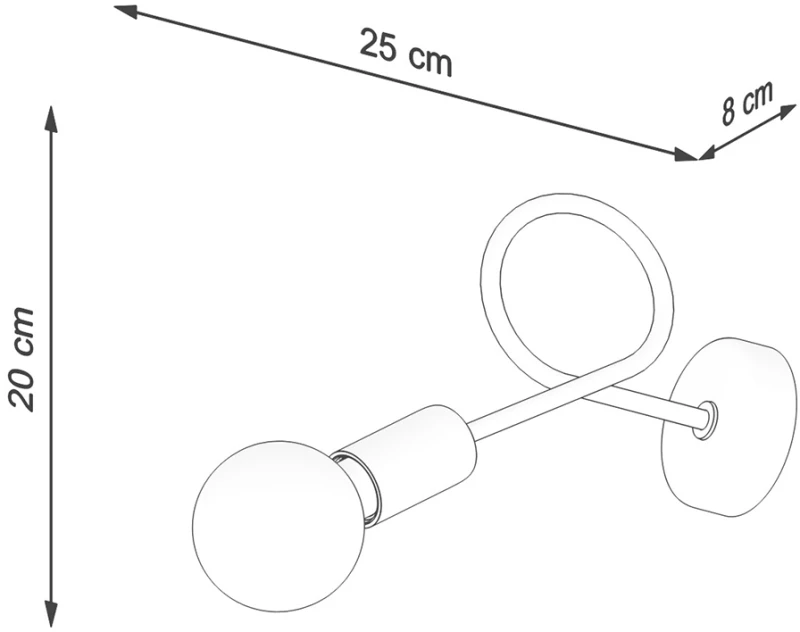 Sollux Φωτιστικό τοίχου LOOP μαύρο,ατσάλι,Ε27 1xmax 15W LED