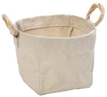 Δοχείο υφασμάτινο με λαβή Rattan 12x12x12 εκ