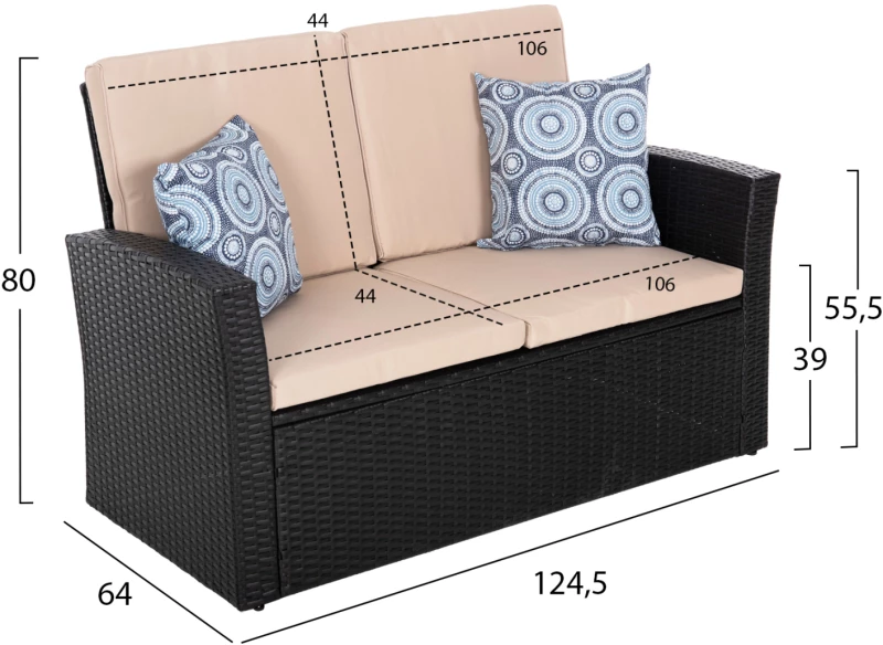 ΣΑΛΟΝΙ ΕΞ.ΧΩΡΟΥ 4ΤΜΧ THORE HM5978 ΣΥΝΘ. RATTAN ΑΝΘΡΑΚΙ-ΜΠΕΖ ΜΑΞΙΛΑΡΙΑ (1 Τεμμάχια)